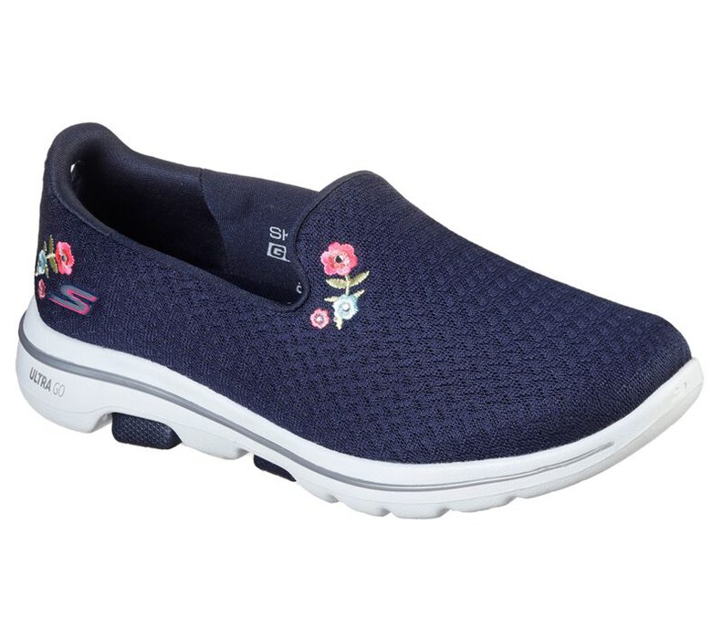 Skechers Dam Marinblå/Vita Slip On - Gowalk 5 - Garland - Sverige (JPMEN-5904)
